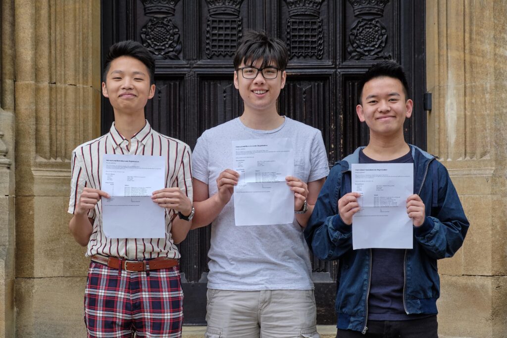 Pupils celebrate top marks in the IB Diploma