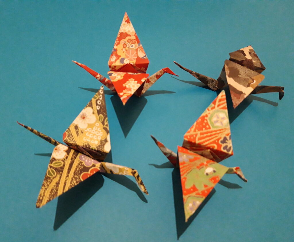 a picture of origami figures