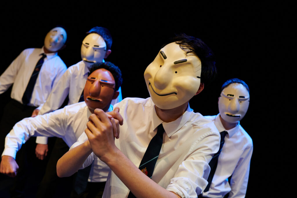 a picture of a group of students with masks on