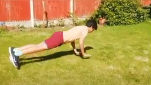 a picture of a student doing press ups