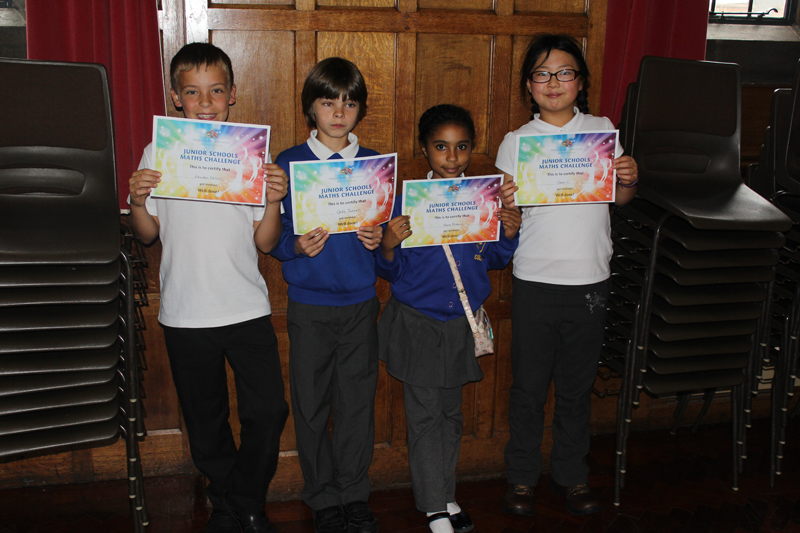 a picture of the four primary school winners at the maths championships