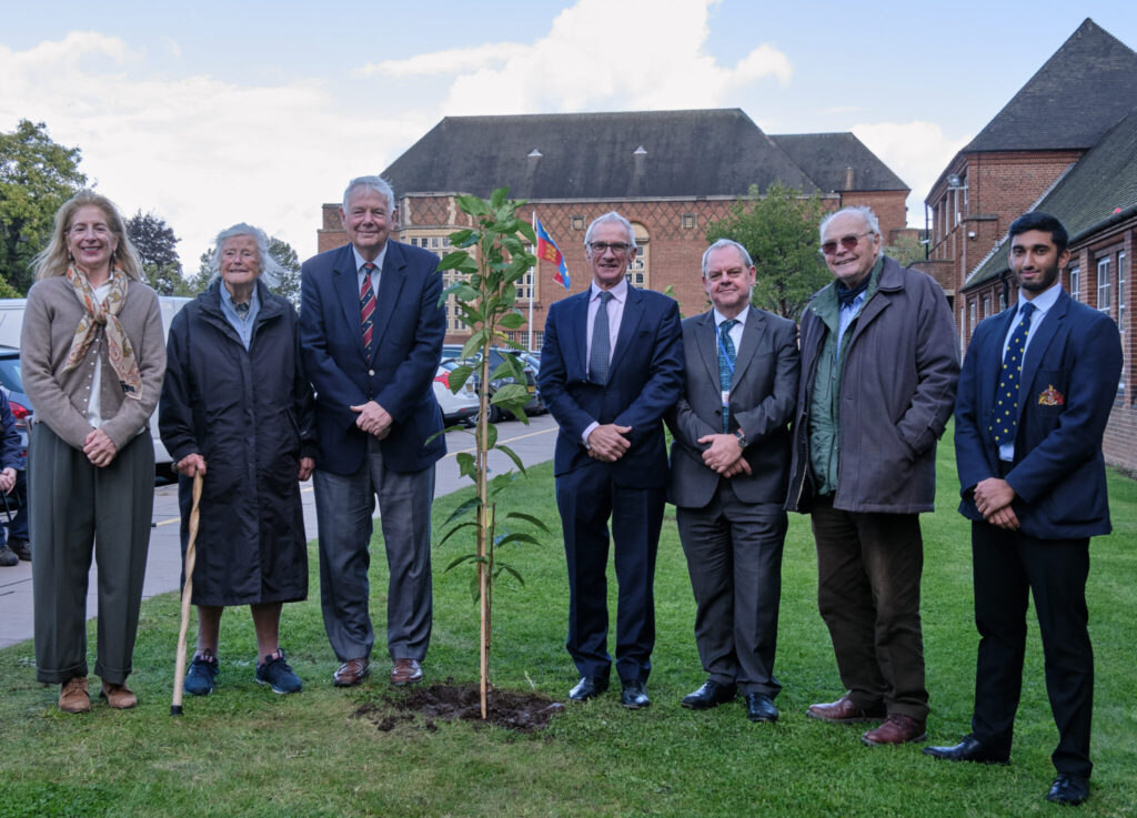 A ceremony at King Edward’s School, Birmingham on Tuesday 5 October 2021 to mark the planting of 10 new cherry trees along the driveway. The guests included four former Chief Masters of King Edward’s.