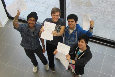 a picture of the school students with their results