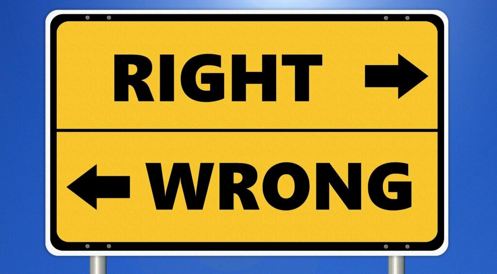 right and wrong sign