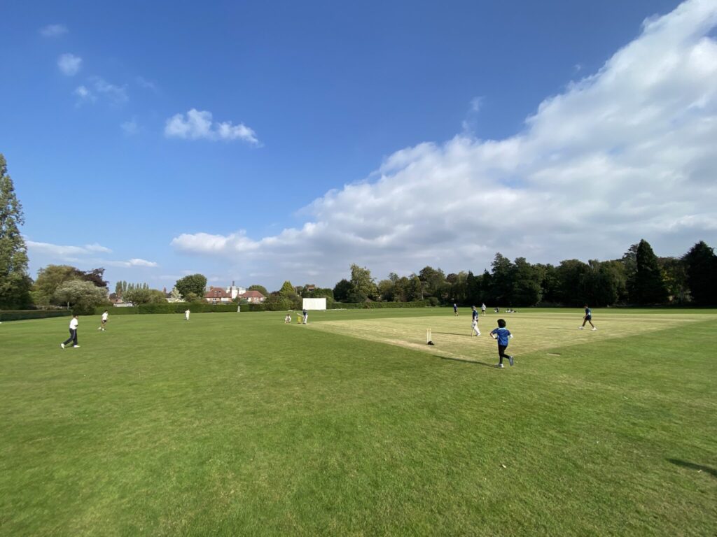 a picture of students playing cricket