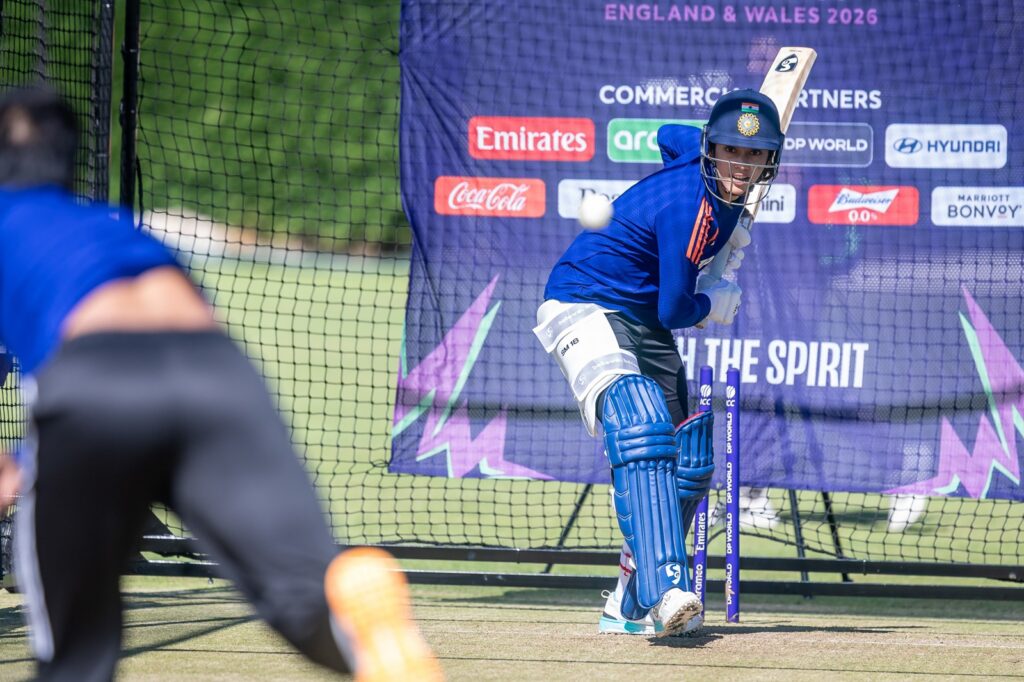 India player bowling at another India player batting